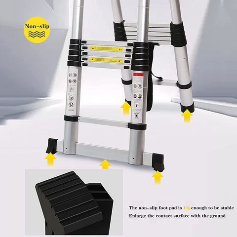 KriShyam® Telescopic Extension Portable Aluminum Telescopic Ladder Multi-Purpose A- Frame Ladder Heavy Duty Extension Ladder for Home(Size : 4.4m/14.4ft)