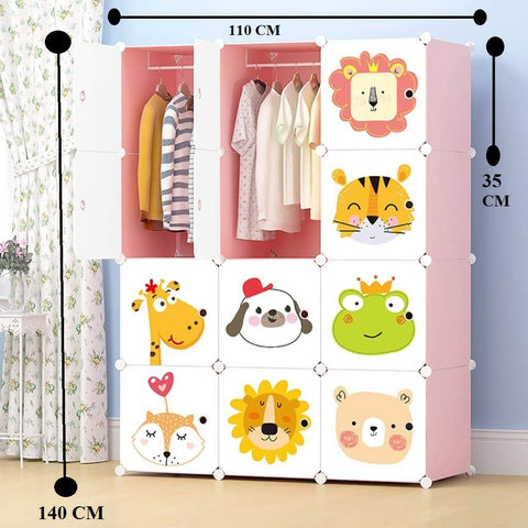 KriShyam ® 12 Door Plastic Sheet Wardrobe Storage Rack Closest Organizer for Clothes Kids Living Room Bedroom Small Accessories/bookcase/toys