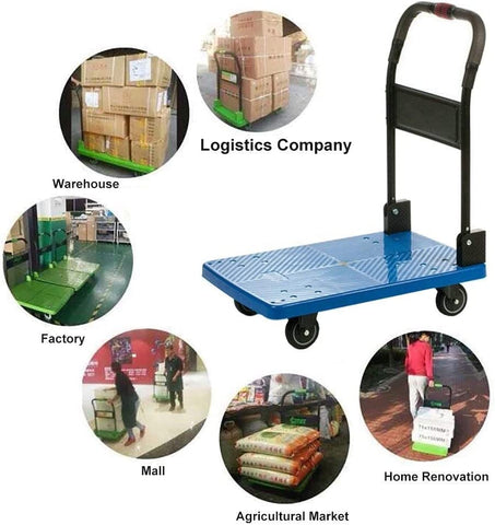 KriShyam®Folding Platform Truck Hand Truck Trolley, 500Kg Foldable Push Cart trolley with 360 Degree Swivel Wheels for Easy Storage-60cm x 90cm