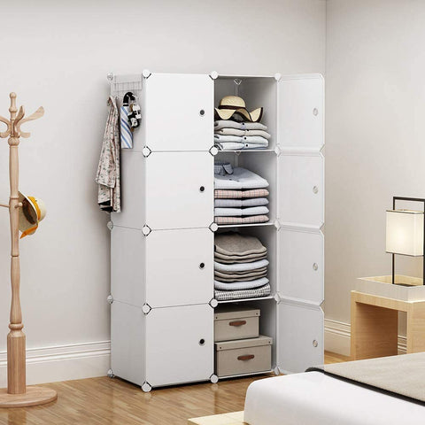 KriShyam ® 8 Door Plastic Sheet Wardrobe Storage Rack Closest Organizer for Clothes Kids Living Room Bedroom Small Accessories/bookcase/toys