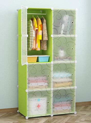 KriShyam ® 8 Door Plastic Sheet Wardrobe Storage Rack Closest Organizer for Clothes Kids Living Room Bedroom Small Accessories/bookcase/toys