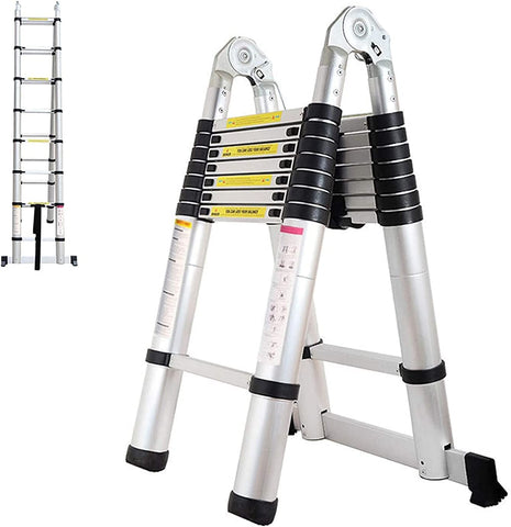 KriShyam® 5m/16.5ft Folding Ladder Aluminum Telescopic Extension Steps |Multi-Purpose Ladder | A Type Portable Telescopic Extension Ladder | Non-Slip Cap| Outdoor Working Household Use
