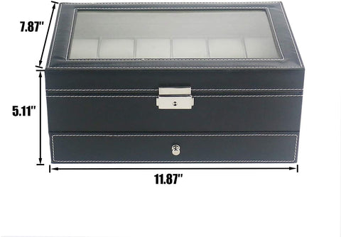 KriShyam® Men and Women Watch Box/Watch Case/Organizer/Storage box(Double Layer (12 slot watch + jewelry organizer)