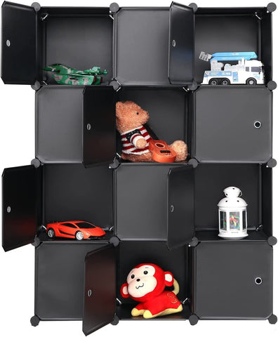 KriShyam ® 12 Door Plastic Sheet Wardrobe Storage Rack Closest Organizer for Clothes Kids Living Room Bedroom Small Accessories/bookcase/toys