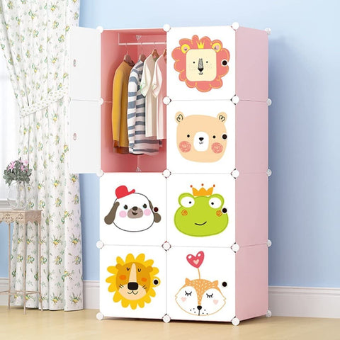 KriShyam ® 8 Door Plastic Sheet Wardrobe Storage Rack Closest Organizer for Clothes Kids Living Room Bedroom Small Accessories/bookcase/toys