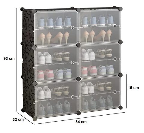 Krishyam® Portable Shoe Rack Organizer, Plastic Cube Storage 24 Pair Tower 12 Steps Plastic Shoe Rack (12 Shelves, DIY(Do-It-Yourself))