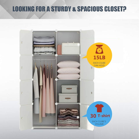 KriShyam ® 12 Door Plastic Sheet Wardrobe Storage Rack Closest Organizer for Clothes Kids Living Room Bedroom Small Accessories/bookcase/toys