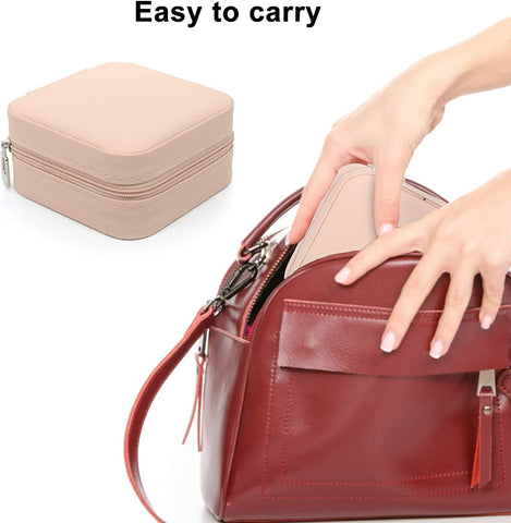 KriShyam® PU தோல் சிறிய நகைப் பெட்டி அமைப்பாளர் | பயண நகை வழக்கு, நகை பயண அமைப்பாளர் | மோதிரம், பதக்கம், நெக்லஸ், வளையல் காதணி அமைப்பாளர் | பெண்களுக்கான நகைப் பெட்டி