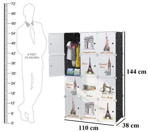 KriShyam ® 12 Door Plastic Sheet Wardrobe Storage Rack Closest Organizer for Clothes Kids Living Room Bedroom Small Accessories/bookcase/toys