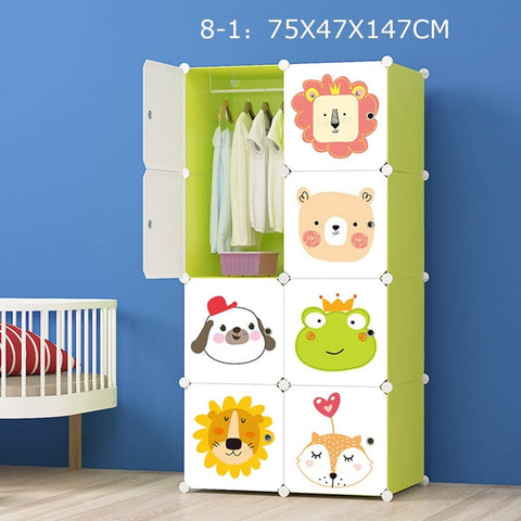 KriShyam ® 8 Door Plastic Sheet Wardrobe Storage Rack Closest Organizer for Clothes Kids Living Room Bedroom Small Accessories/bookcase/toys