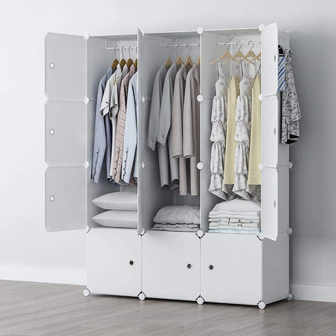 KriShyam ® 12 Door Plastic Sheet Wardrobe Storage Rack Closest Organizer for Clothes Kids Living Room Bedroom Small Accessories/bookcase/toys