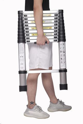 KriShyam® Portable Ultra-Stable Aluminium Folding Compactor Household and Outdoor Purpose, Large, 11-Steps Telescopic Ladder 3.2 Meter (10.5 Feet)
