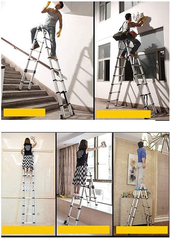 KriShyam® Telescopic Extension Portable Aluminum Telescopic Ladder Multi-Purpose A- Frame Ladder Heavy Duty Extension Ladder for Home(Size : 4.4m/14.4ft)