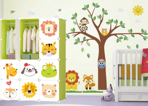 KriShyam ® 12 Door Plastic Sheet Wardrobe Storage Rack Closest Organizer for Clothes Kids Living Room Bedroom Small Accessories/bookcase/toys
