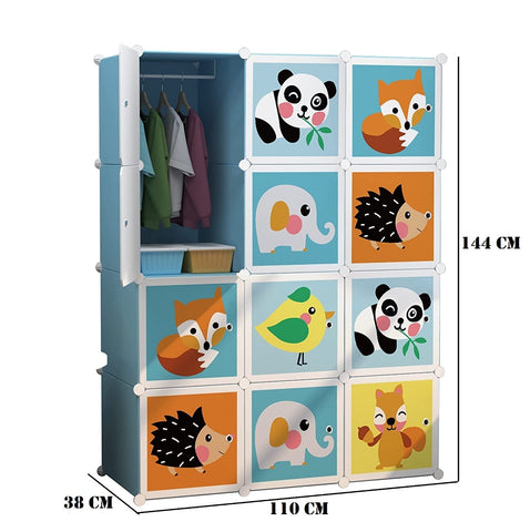 KriShyam ® 12 Door Plastic Sheet Wardrobe Storage Rack Closest Organizer for Clothes Kids Living Room Bedroom Small Accessories/bookcase/toys