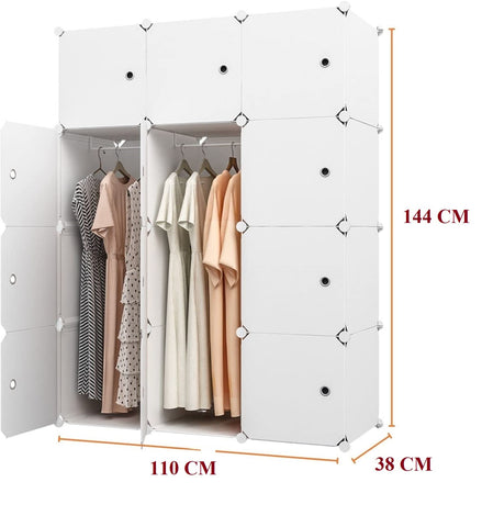 KriShyam ® 12 Door Plastic Sheet Wardrobe Storage Rack Closest Organizer for Clothes Kids Living Room Bedroom Small Accessories/bookcase/toys