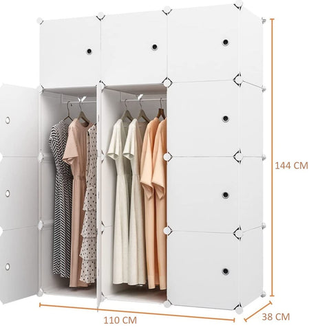 KriShyam ® 12 Door Plastic Sheet Wardrobe Storage Rack Closest Organizer for Clothes Kids Living Room Bedroom Small Accessories/bookcase/toys