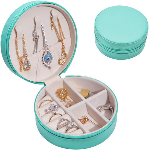 KriShyam® PU Leather Portable Travel Wedding Jewelry Box, Mini Jewelry Traveling Organizer Storage Holder Boxes for Rings Earrings Necklace Bracelet Bangle Watch Travel Accessories