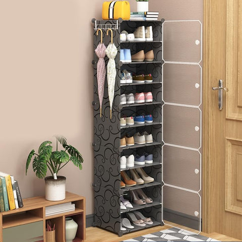 Krishyam® Portable Shoe Rack Organizer, Plastic Cube Storage 20 Pair Tower 10 Steps Plastic Shoe Rack (10 Shelves, DIY(Do-It-Yourself))