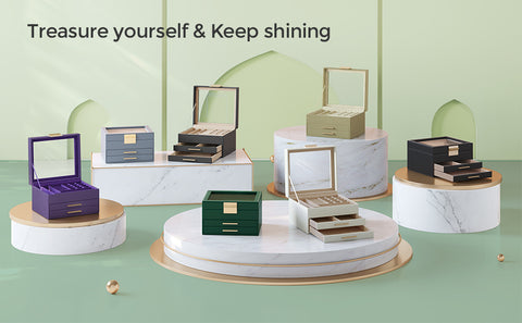 Krishyam® Clear Lid Jewelry Box,3 Layers Jewelry Organizer with 2 Drawers Large Multi-Functional Jewelry Storage Box for Necklace Earrings Bracelets Rings