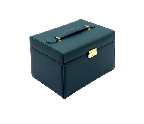 KRISHYAM® Jewelry Box, 4 Layer Leather Jewelry Boxes, Jewelry Organizer with Mirror and Lock for Girls Women Bracelets Rings Necklaces Earrings (Black, Green, Pink, White)