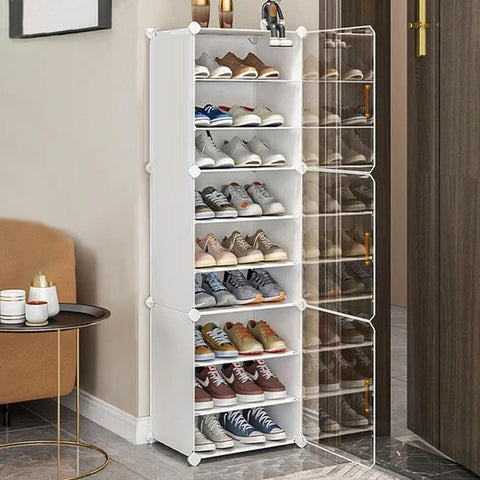Krishyam® Portable Shoe Rack Organizer, Plastic Cube Storage 18 Pair Tower 9 Steps Plastic Shoe Rack (9 Shelves, DIY(Do-It-Yourself))