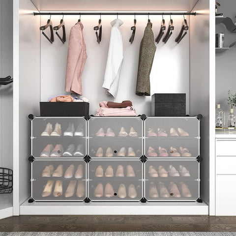 Krishyam® Portable Shoe Rack Organizer, Plastic Cube Storage 20 Pair Tower 10 Steps Plastic Shoe Rack (10 Shelves, DIY(Do-It-Yourself))