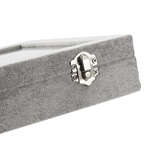 LockWomen ஜூவல்லரி ஸ்டோரேஜ் பேக்கேஜிங்குடன் கூடிய கிரிஷ்யாம்® மூடி நகைப் பெட்டி அமைப்பாளர் (9 வரிசைகள் காதணி மோதிரம் கேஸ் 9 கிரிட்) பெண்கள்/பெண்களுக்கான நகை சேமிப்பு பெட்டி (2 இல் 1)