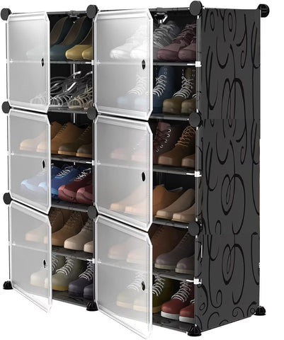 Krishyam® Portable Shoe Rack Organizer, Plastic Cube Storage 24 Pair Tower 12 Steps Plastic Shoe Rack (12 Shelves, DIY(Do-It-Yourself))