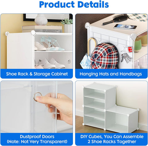 Krishyam® Portable Shoe Rack Organizer, Plastic Cube Storage 20 Pair Tower 10 Steps Plastic Shoe Rack (10 Shelves, DIY(Do-It-Yourself))
