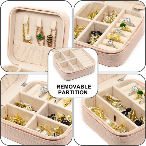 KriShyam® PU தோல் சிறிய நகைப் பெட்டி அமைப்பாளர் | பயண நகை வழக்கு, நகை பயண அமைப்பாளர் | மோதிரம், பதக்கம், நெக்லஸ், வளையல் காதணி அமைப்பாளர் | பெண்களுக்கான நகைப் பெட்டி