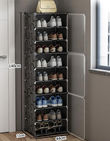 Krishyam® Portable Shoe Rack Organizer, Plastic Cube Storage 18 Pair Tower 9 Steps Plastic Shoe Rack (9 Shelves, DIY(Do-It-Yourself))