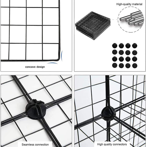 KriShyam® போர்ட்டபிள் க்ளோசெட் வார்ட்ரோப் க்யூப் வார்ட்ரோப் தொங்கும் ஆடைகள், மாடுலர் கேபினெட் விண்வெளி சேமிப்பு, ஐடியல் ஸ்டோரேஜ் ஆர்கனைசர் கியூப் வித் டவர் டிசைன் அச்சிடப்பட்டது - வெள்ளை/கருப்பு (12 பெட்டி)