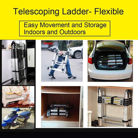 KriShyam® 5m/16.5ft Folding Ladder Aluminum Telescopic Extension Steps |Multi-Purpose Ladder | A Type Portable Telescopic Extension Ladder | Non-Slip Cap| Outdoor Working Household Use