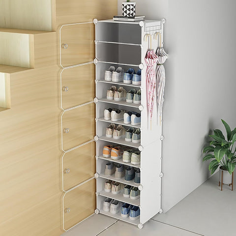 Krishyam® Portable Shoe Rack Organizer, Plastic Cube Storage 20 Pair Tower 10 Steps Plastic Shoe Rack (10 Shelves, DIY(Do-It-Yourself))