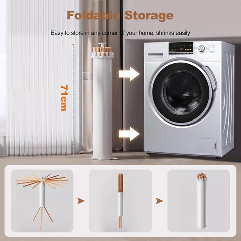 Krishyam® Foldable Clothes Drying Rack, Fan-Shaped, Tripod Stand, 360° Rotation, Wooden Poles, Foot Buckle, Indoor/Outdoor Use. (7 STICK, BLACK WOODEN)