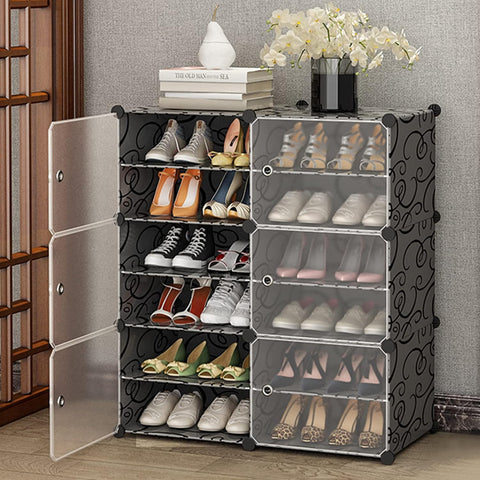 Krishyam® Portable Shoe Rack Organizer, Plastic Cube Storage 24 Pair Tower 12 Steps Plastic Shoe Rack (12 Shelves, DIY(Do-It-Yourself))