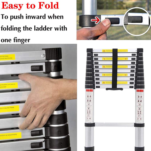 KriShyam® Portable Ultra-Stable Aluminium Folding Compactor Household and Outdoor Purpose, Large, 11-Steps Telescopic Ladder 3.2 Meter (10.5 Feet)