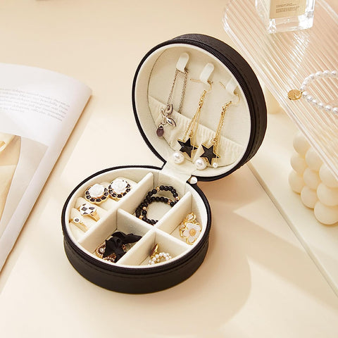 KriShyam® PU Leather Portable Travel Wedding Jewelry Box, Mini Jewelry Traveling Organizer Storage Holder Boxes for Rings Earrings Necklace Bracelet Bangle Watch Travel Accessories