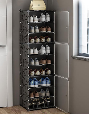Krishyam® Portable Shoe Rack Organizer, Plastic Cube Storage 18 Pair Tower 9 Steps Plastic Shoe Rack (9 Shelves, DIY(Do-It-Yourself))