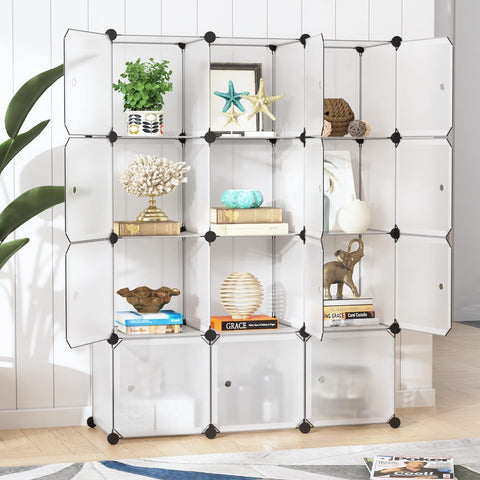 KriShyam ® 12 Door Plastic Sheet Wardrobe Storage Rack Closest Organizer for Clothes Kids Living Room Bedroom Small Accessories/bookcase/toys