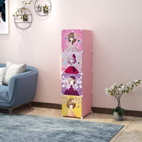 KriShyam® Portable Closet Wardrobe Cube Wardrobe for Hanging Clothes, Modular Cabinet for Space Saving, Ideal Storage Organizer Cube for Books, Toys, Towels (4/8/12 Box Barbie)