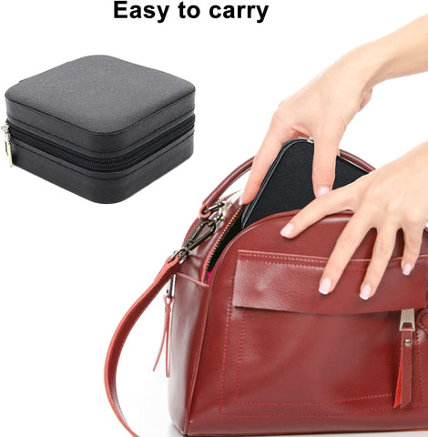 KriShyam® PU தோல் சிறிய நகைப் பெட்டி அமைப்பாளர் | பயண நகை வழக்கு, நகை பயண அமைப்பாளர் | மோதிரம், பதக்கம், நெக்லஸ், வளையல் காதணி அமைப்பாளர் | பெண்களுக்கான நகைப் பெட்டி