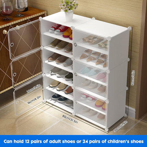 Krishyam® Portable Shoe Rack Organizer, Plastic Cube Storage 24 Pair Tower 12 Steps Plastic Shoe Rack (12 Shelves, DIY(Do-It-Yourself))