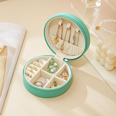 KriShyam® PU Leather Portable Travel Wedding Jewelry Box, Mini Jewelry Traveling Organizer Storage Holder Boxes for Rings Earrings Necklace Bracelet Bangle Watch Travel Accessories