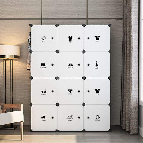 KriShyam ® 12 Door Plastic Sheet Wardrobe Storage Rack Closest Organizer for Clothes Kids Living Room Bedroom Small Accessories/bookcase/toys