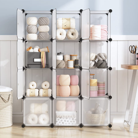 KriShyam ® 12 Door Plastic Sheet Wardrobe Storage Rack Closest Organizer for Clothes Kids Living Room Bedroom Small Accessories/bookcase/toys