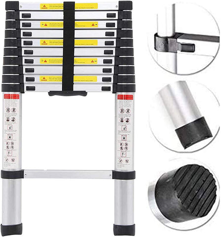 KriShyam® Portable Ultra-Stable Aluminium Folding Compactor Household and Outdoor Purpose, Large, 11-Steps Telescopic Ladder 3.2 Meter (10.5 Feet)