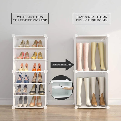 Krishyam® Portable Shoe Rack Organizer, Plastic Cube Storage 18 Pair Tower 9 Steps Plastic Shoe Rack (9 Shelves, DIY(Do-It-Yourself))