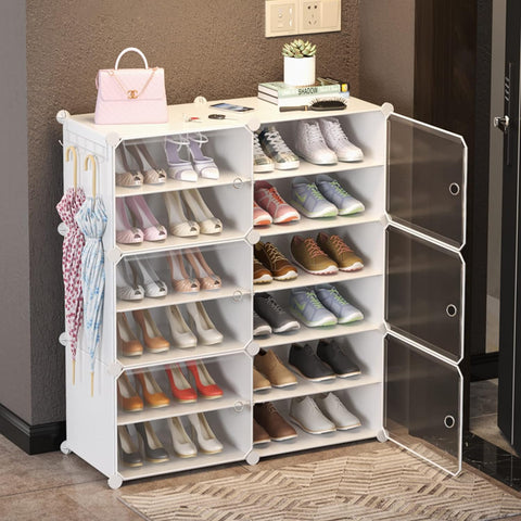 Krishyam® Portable Shoe Rack Organizer, Plastic Cube Storage 24 Pair Tower 12 Steps Plastic Shoe Rack (12 Shelves, DIY(Do-It-Yourself))